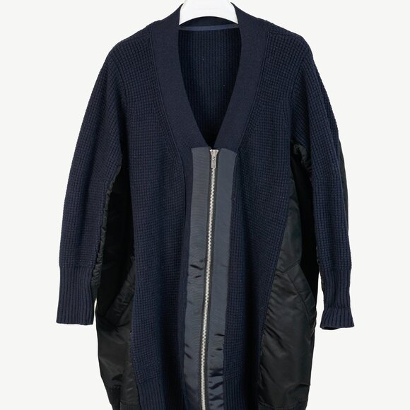 Sacai AW/17 Navy & Black Wool MA-1 Knit Cardigan - Picture 2 of 11